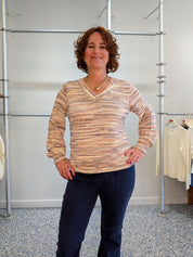 Chandail en Tricot Multicolore à Col en V