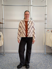 Cardigan Ivoire à Motif Losanges