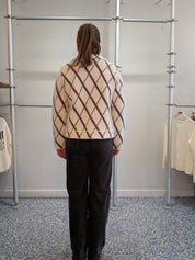 Cardigan Ivoire à Motif Losanges