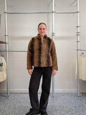 Veste en Fausse Fourrure à Motif Animalier