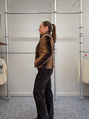 Veste en Fausse Fourrure à Motif Animalier