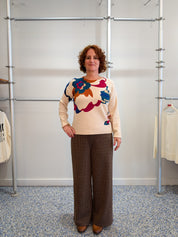 Pantalon Large Brun à Carreaux