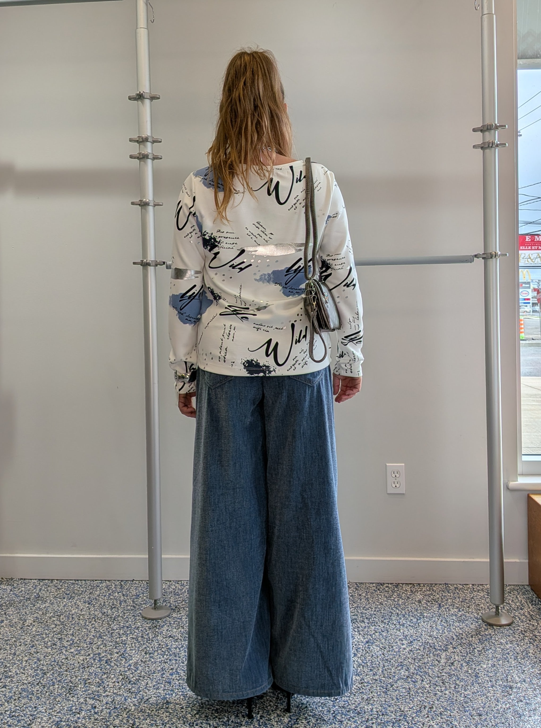 Jeans Confort Jambe Large Extensible Effet Velours