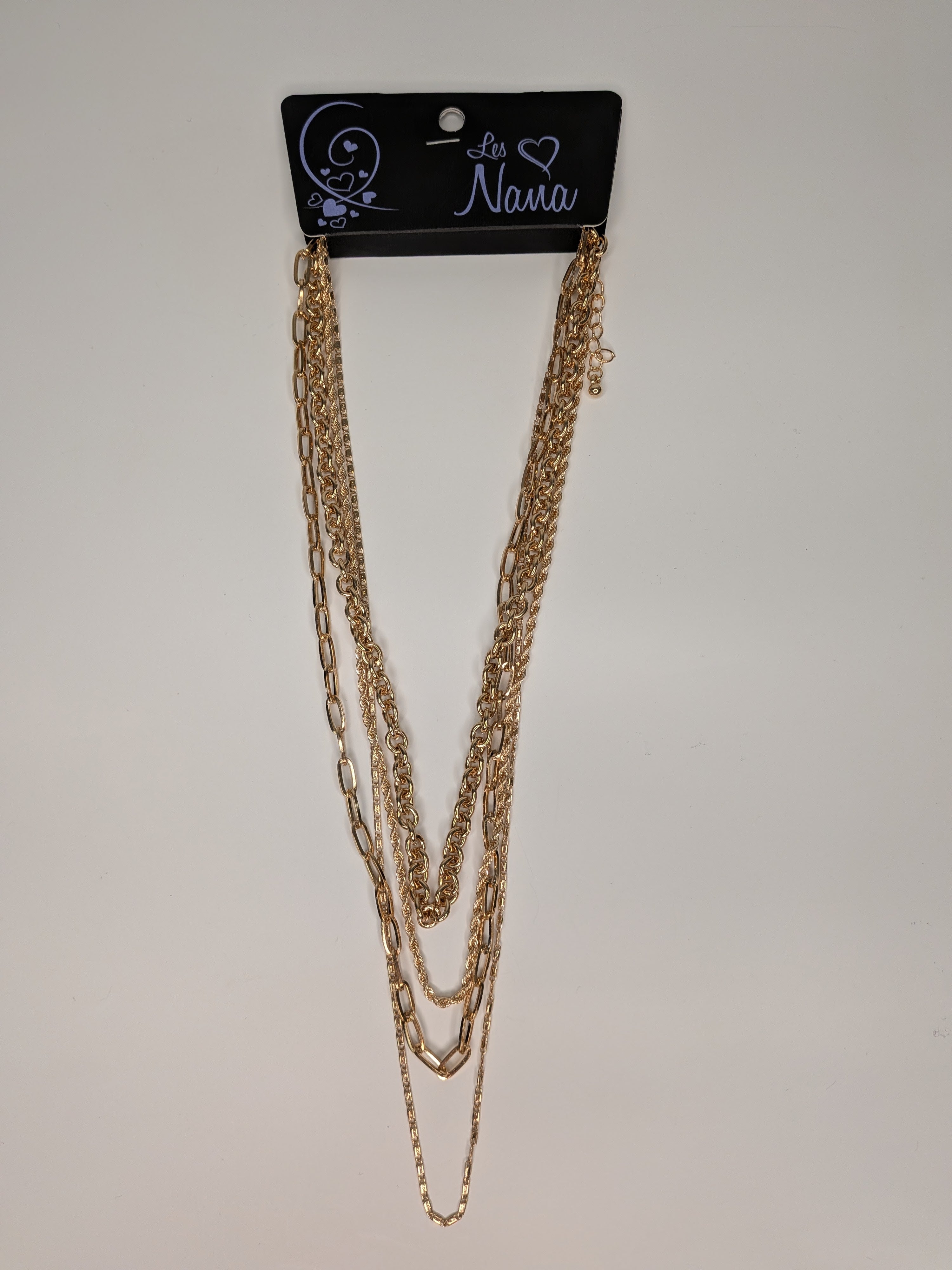 Collier or à quatre rangs de chaînes variées