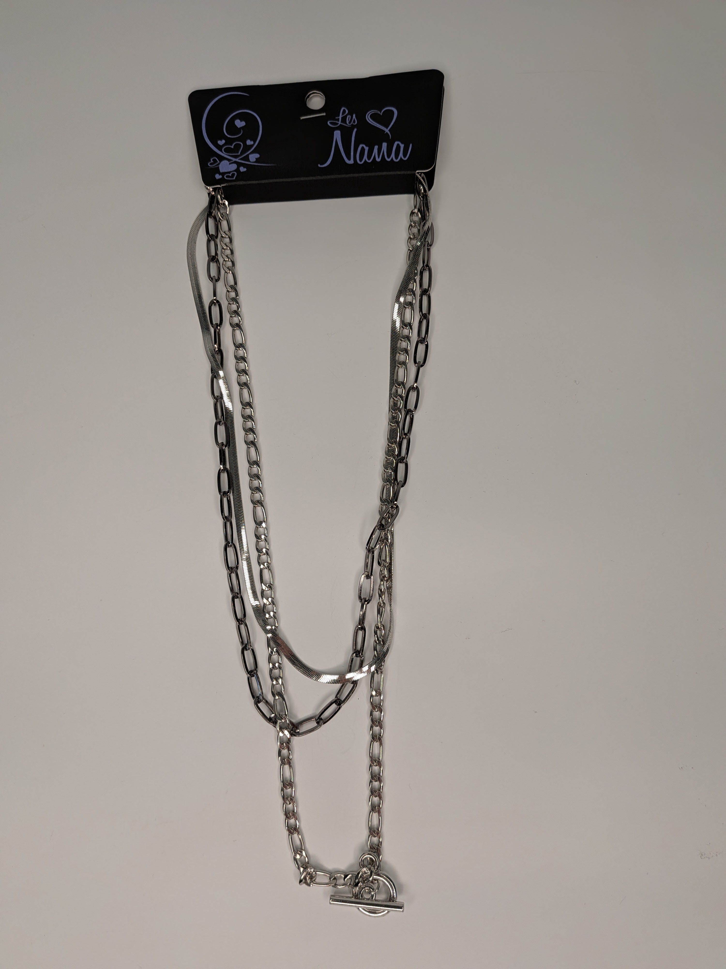 Collier multirang argent à fermoir bâtonnet