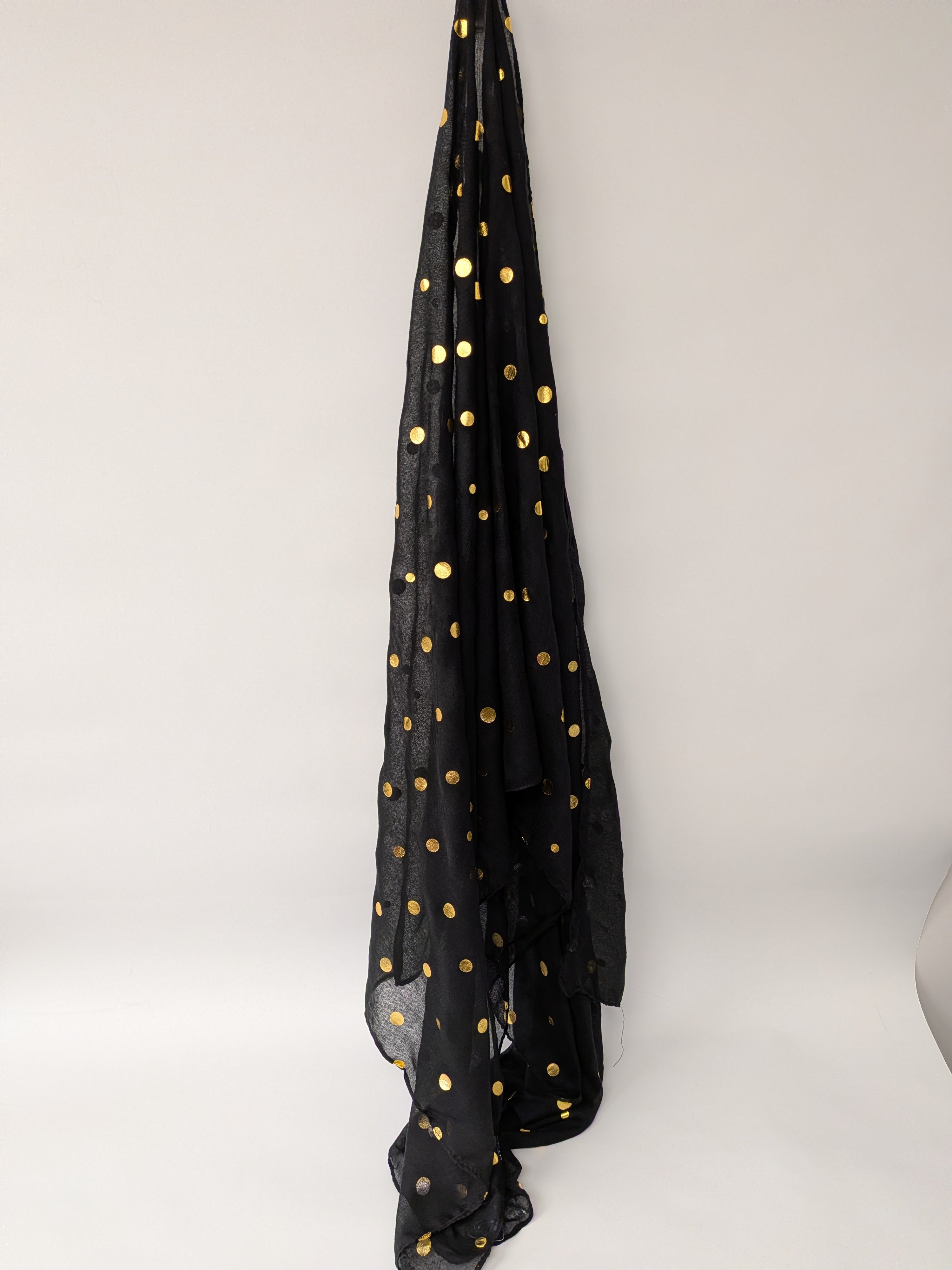 Foulard noir léger à pois or