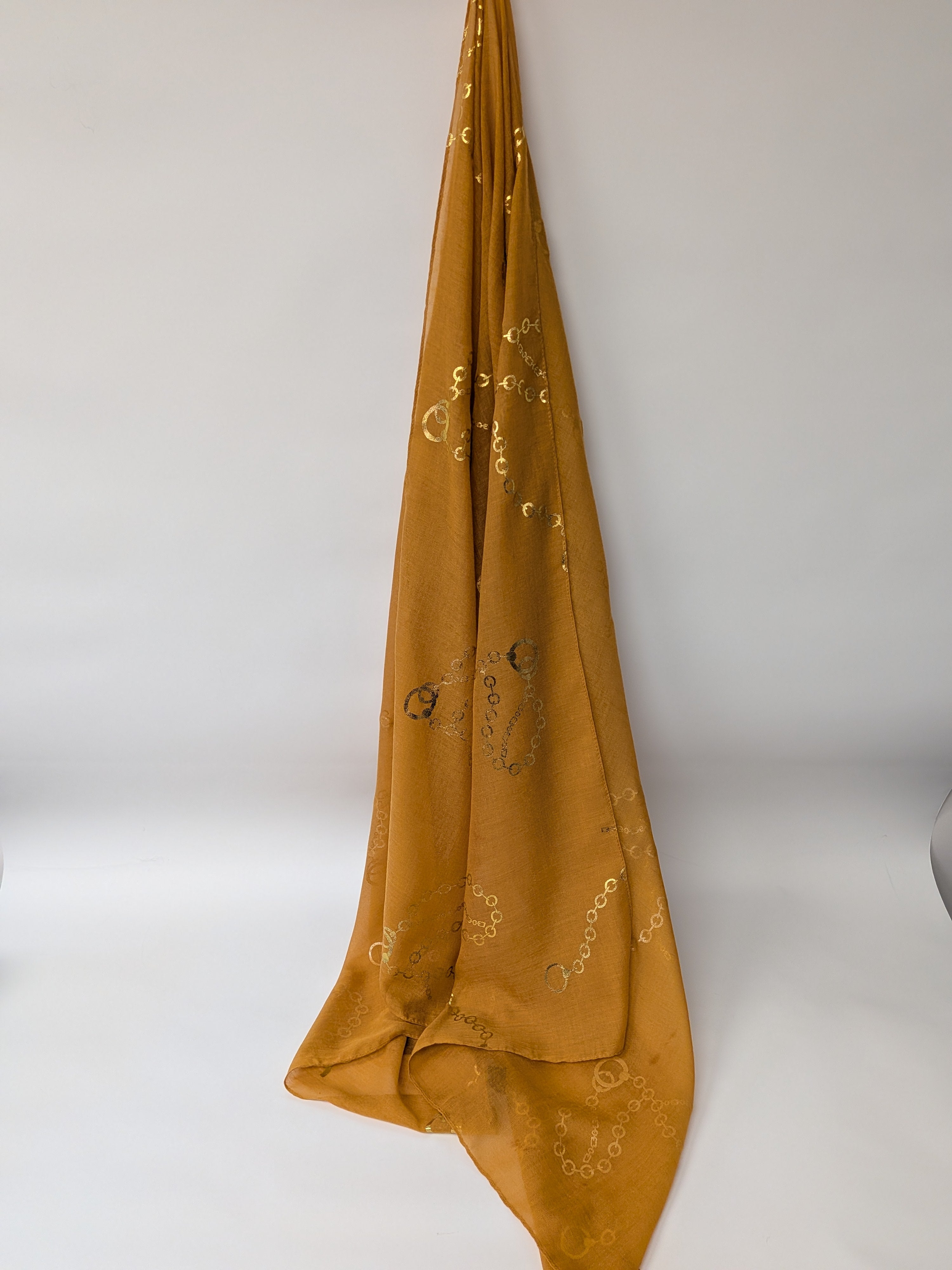 Foulard jaune à motif de chaînes or