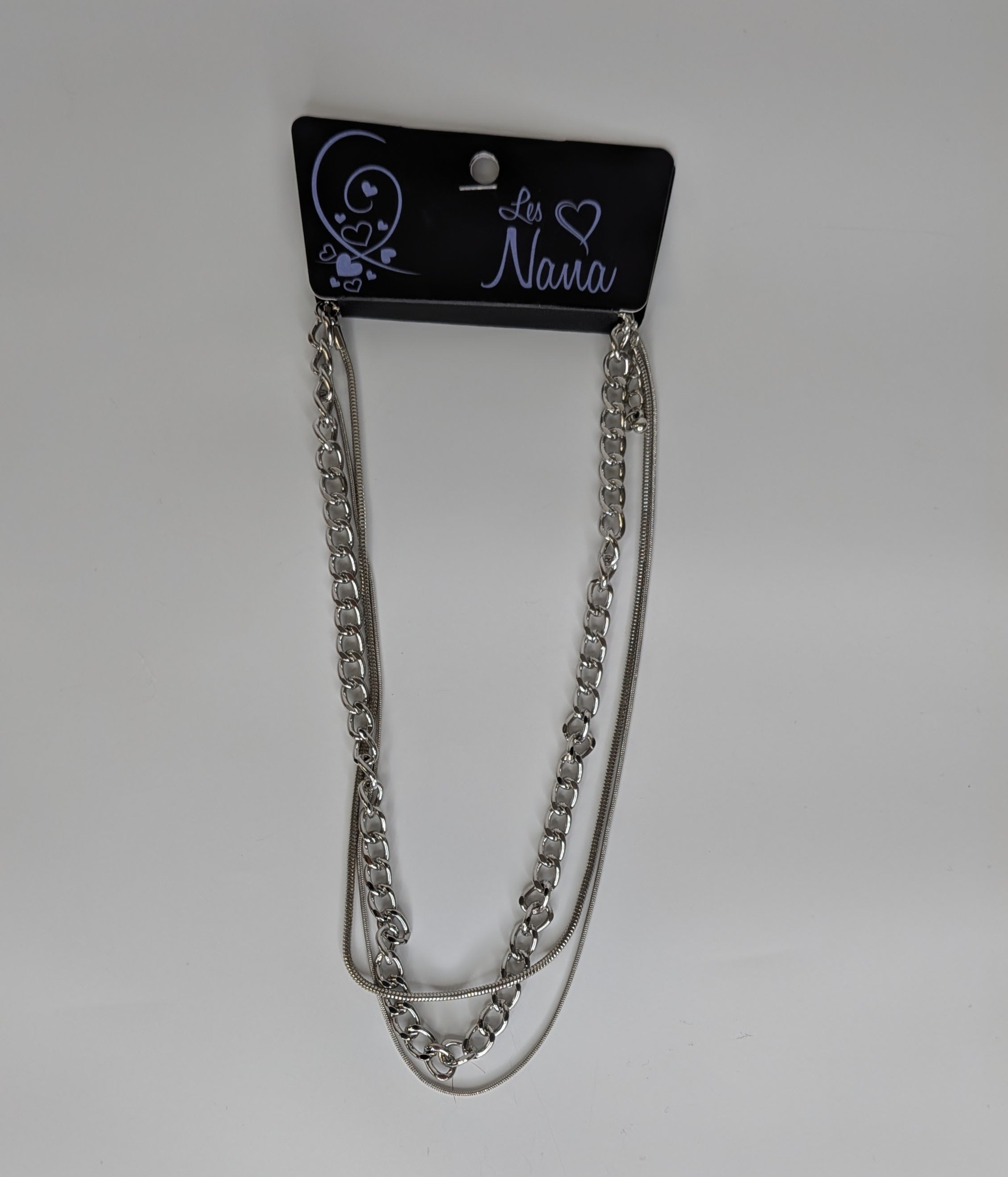 Collier trois rangs argent à maillons variés