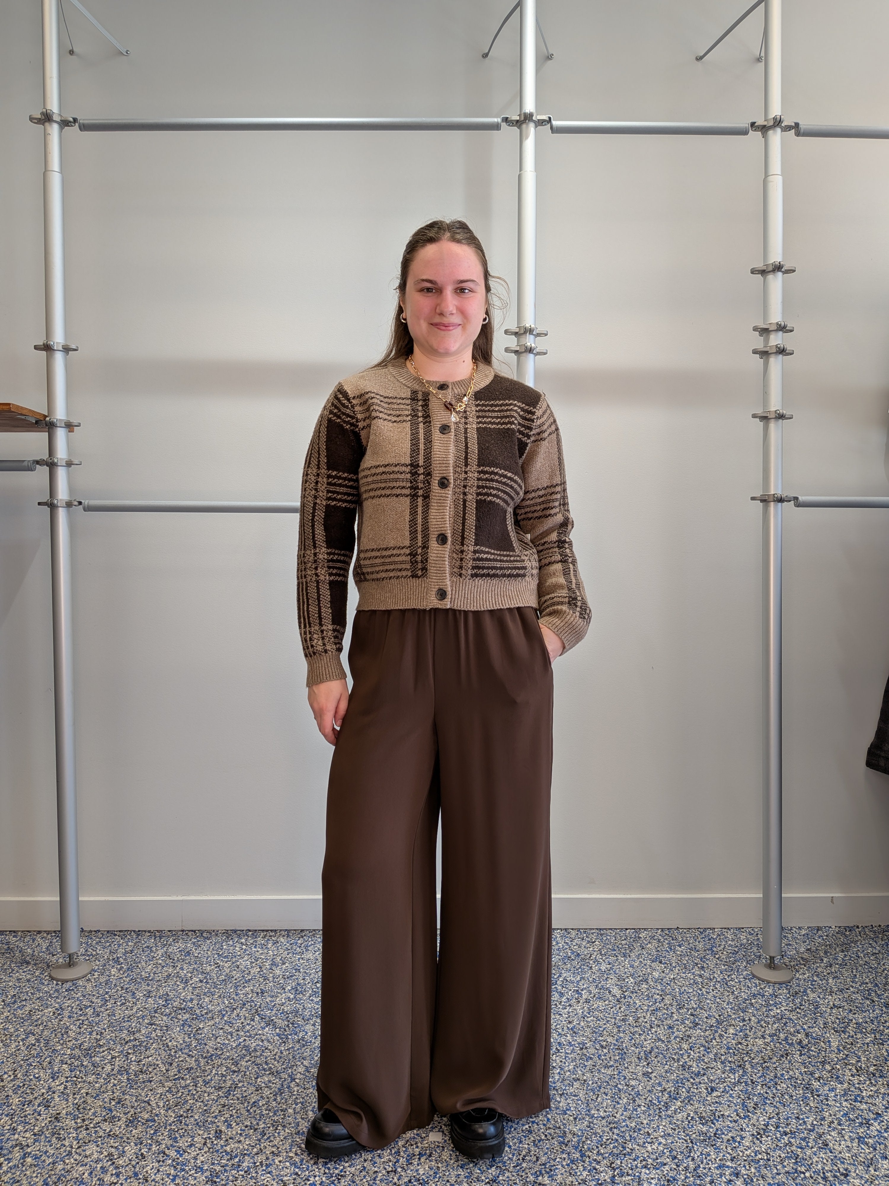 Cardigan en Tricot à Carreaux