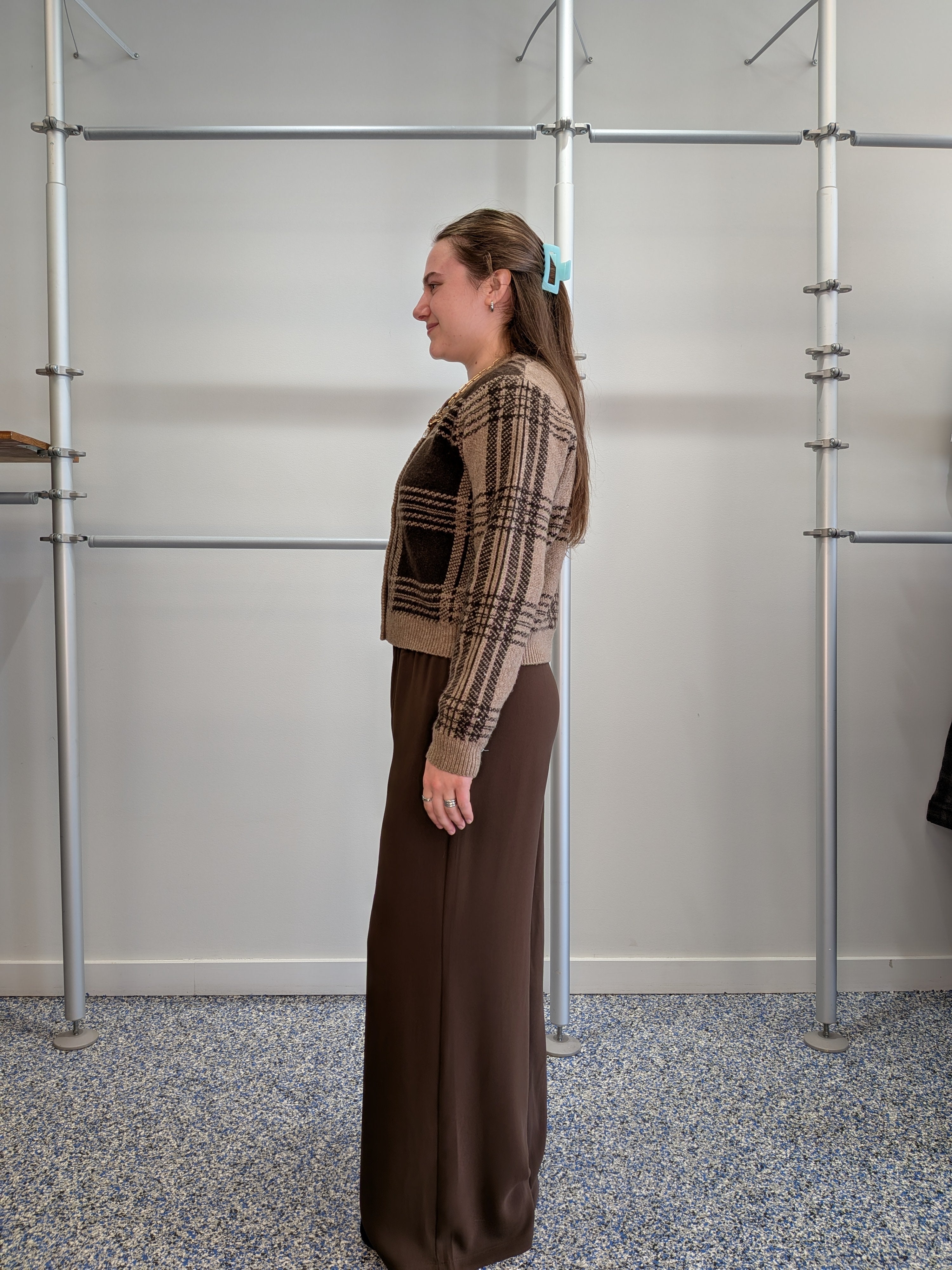 Cardigan en Tricot à Carreaux