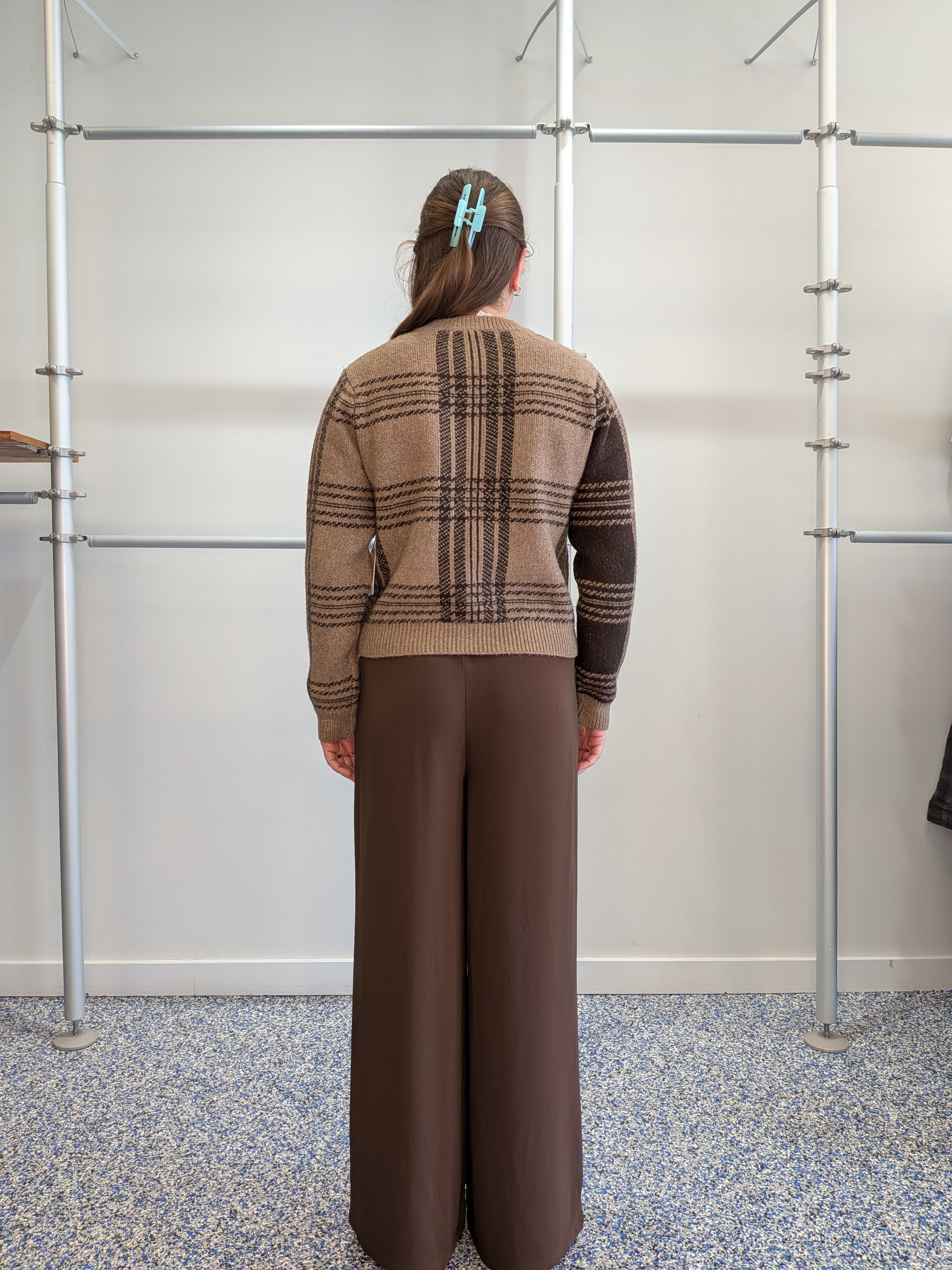 Cardigan en Tricot à Carreaux