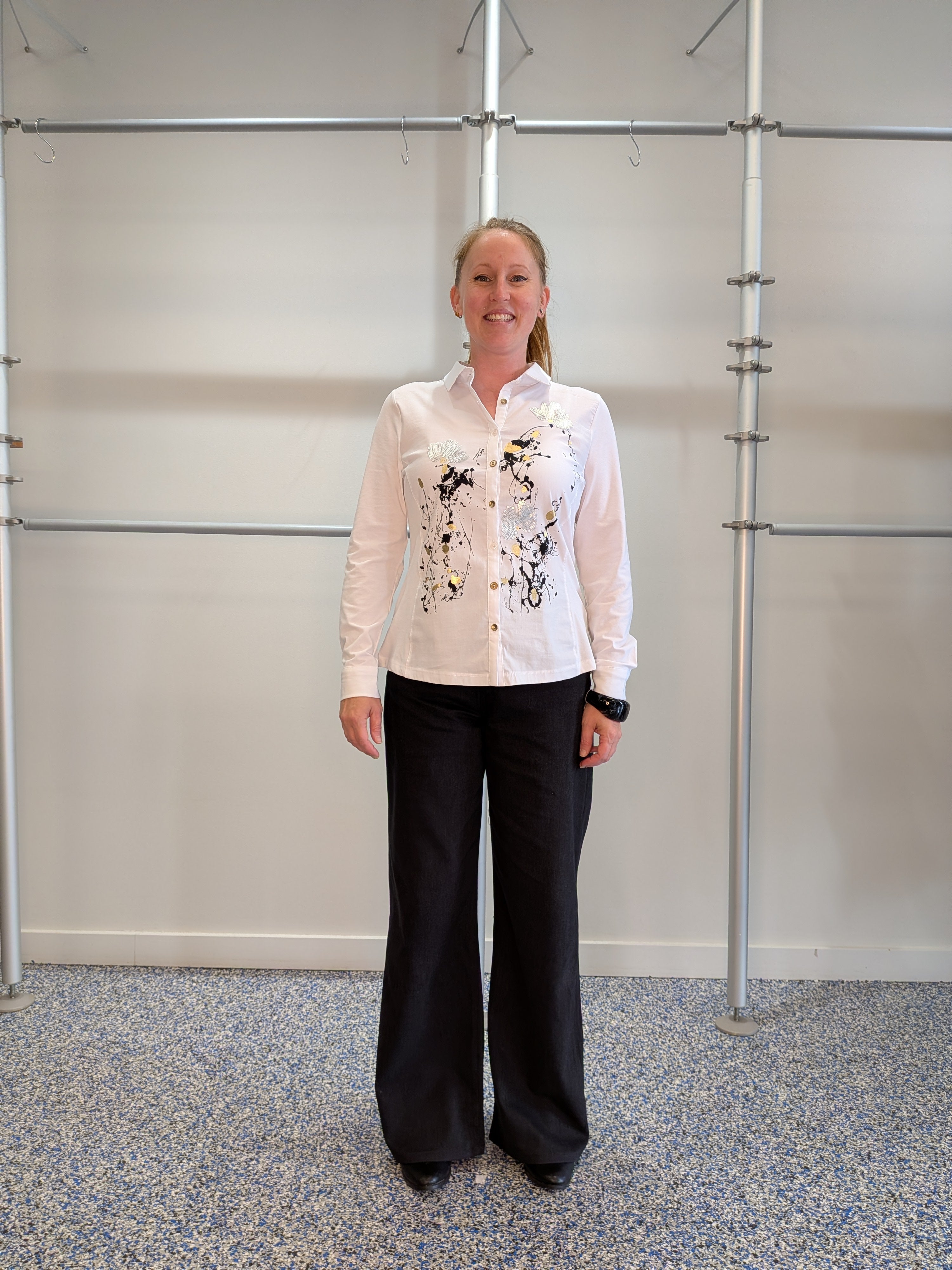 Blouse Blanche à Imprimé Abstrait