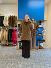 Manteau Matelassé Brillant avec Capuchon