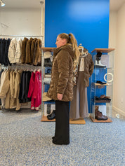 Manteau Matelassé Brillant avec Capuchon