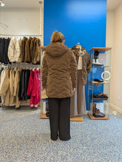 Manteau Matelassé Brillant avec Capuchon