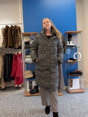 Manteau Matelassé Long à Capuchon