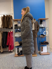 Manteau Matelassé Long à Capuchon