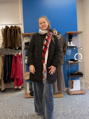 Manteau Matelassé Mi-Long à Motifs Circulaires