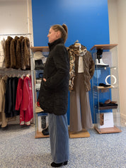 Manteau Matelassé Mi-Long à Motifs Circulaires