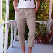 Pantalon 3/4 avec Fente et Bouton au Bas