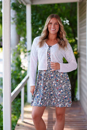 Robe Ligne A Fleuri Khaki