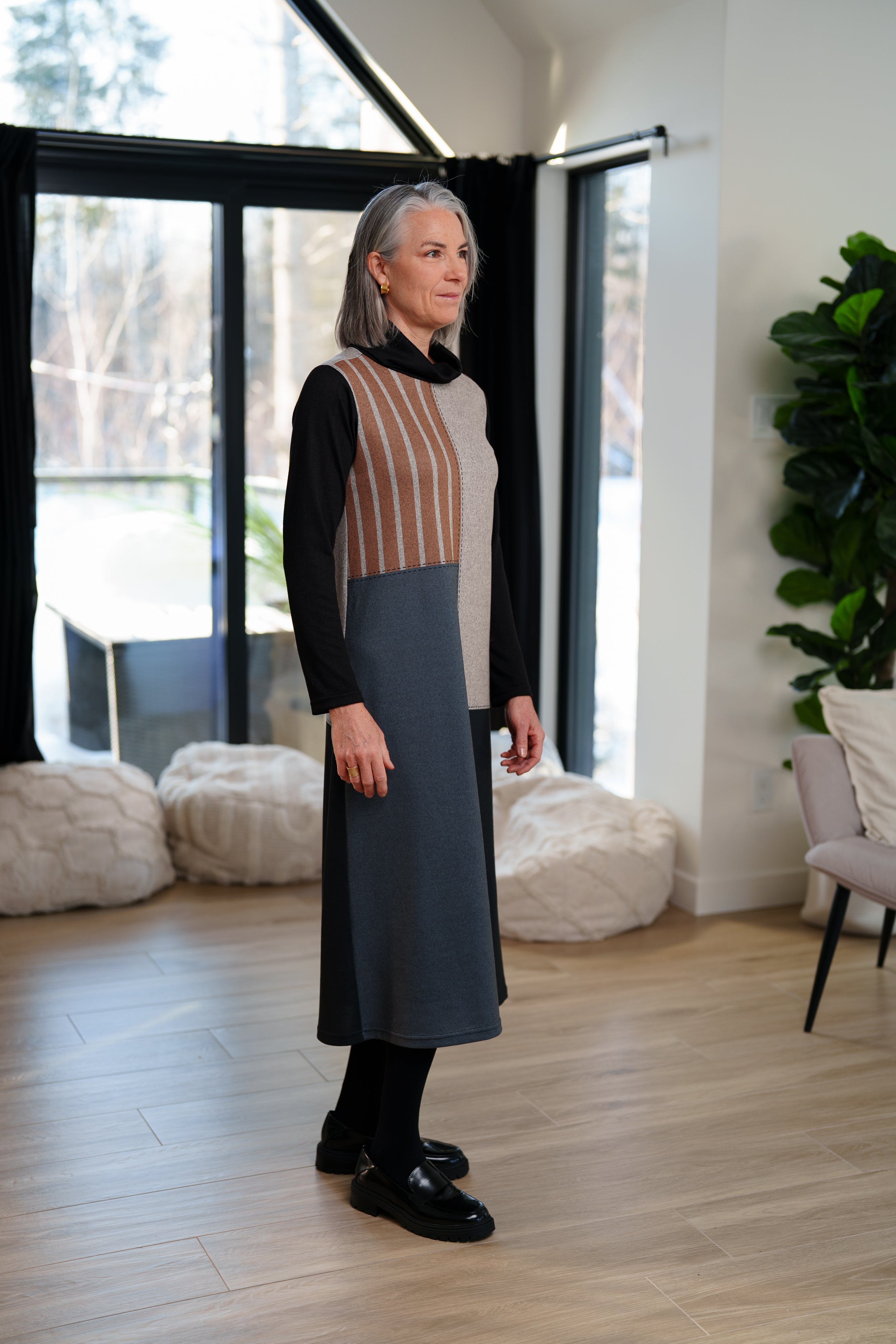 Robe 7/8 Bonaventure à Blocs et Rayures