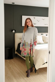 Robe Péribonka à Imprimé de Roses Trémières