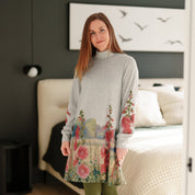 Robe Péribonka à Imprimé de Roses Trémières
