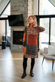 Robe Imprimée Mosaïque en Mèche