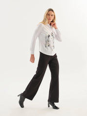 Pantalon charbon à jambe large avec poches et passants de ceinture Dolcezza