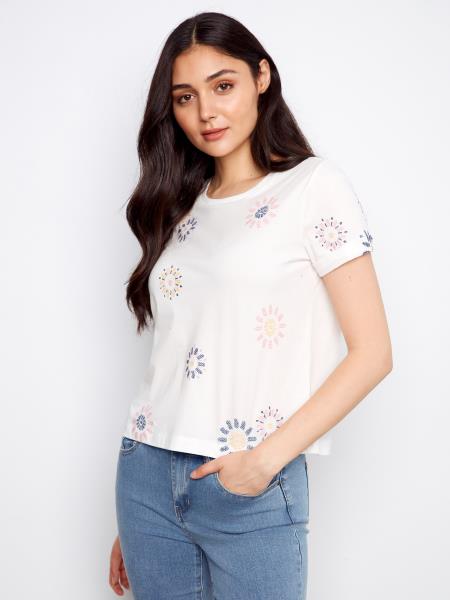 T-Shirt Fleurs Brodées