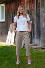 Pantalon 3/4 avec Fente et Bouton au Bas