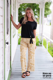 Pantalon Effet Lin Imprimé