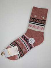Bas Chauds en Angora à Motif de Branches couleur rose