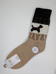 Bas Chauds en Angora à Motif de Chien couleur beige