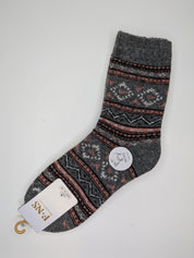 Bas Chauds en Angora à Motifs de Lignes couleur gris