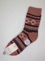 Bas Chauds en Angora à Motifs de Lignes couleur rose