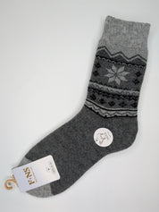 Bas Chauds en Angora à Motif Nordique couleur gris