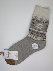 Bas Chauds en Angora à Motif Nordique couleur ivoire