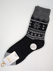 Bas Chauds en Angora à Motif Nordique couleur noir