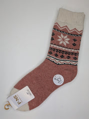 Bas Chauds en Angora à Motif Nordique couleur rose