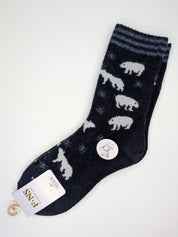 Bas Chauds en Angora à Motif d’Ours Polaires couleur marine