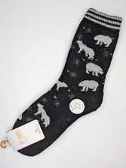 Bas Chauds en Angora à Motif d’Ours Polaires couleur noir