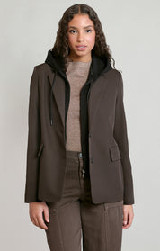 Blazer brun chocolat à capuchon amovible Dex pour femme