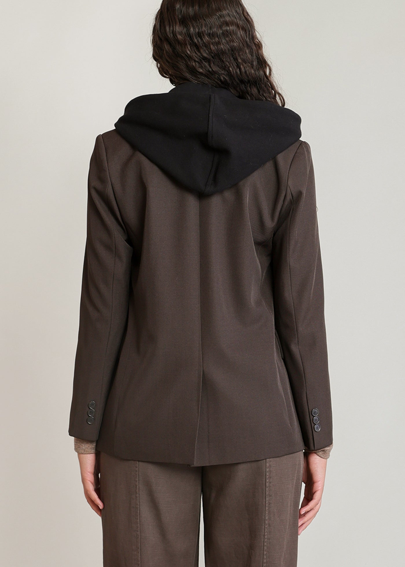Blazer brun chocolat à capuchon amovible Dex pour femme