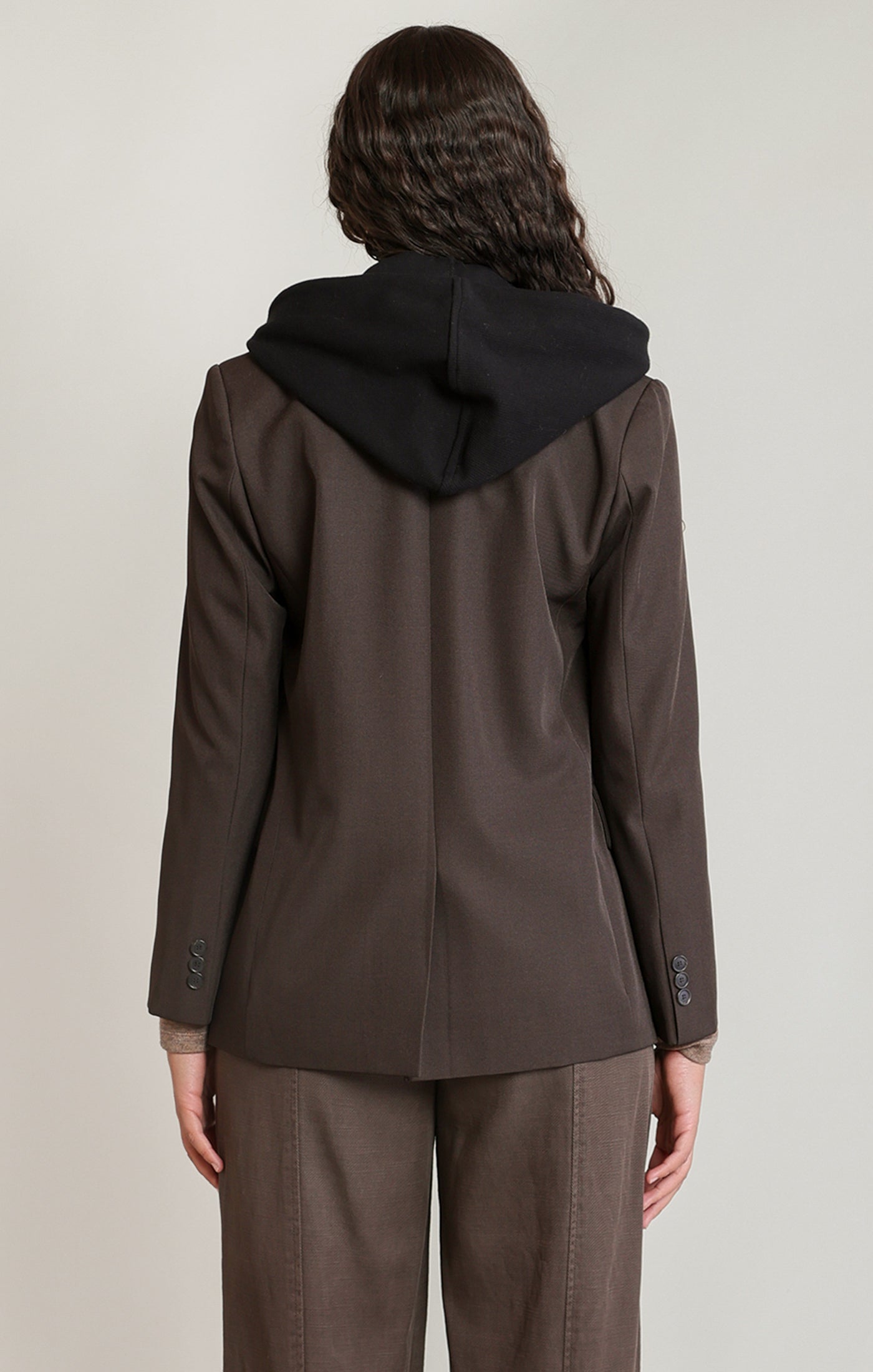 Blazer brun chocolat à capuchon amovible Dex pour femme