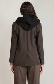 Blazer brun chocolat à capuchon amovible Dex pour femme