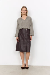 Blouse col V à carreaux avoine et brun Soya Concept pour femme