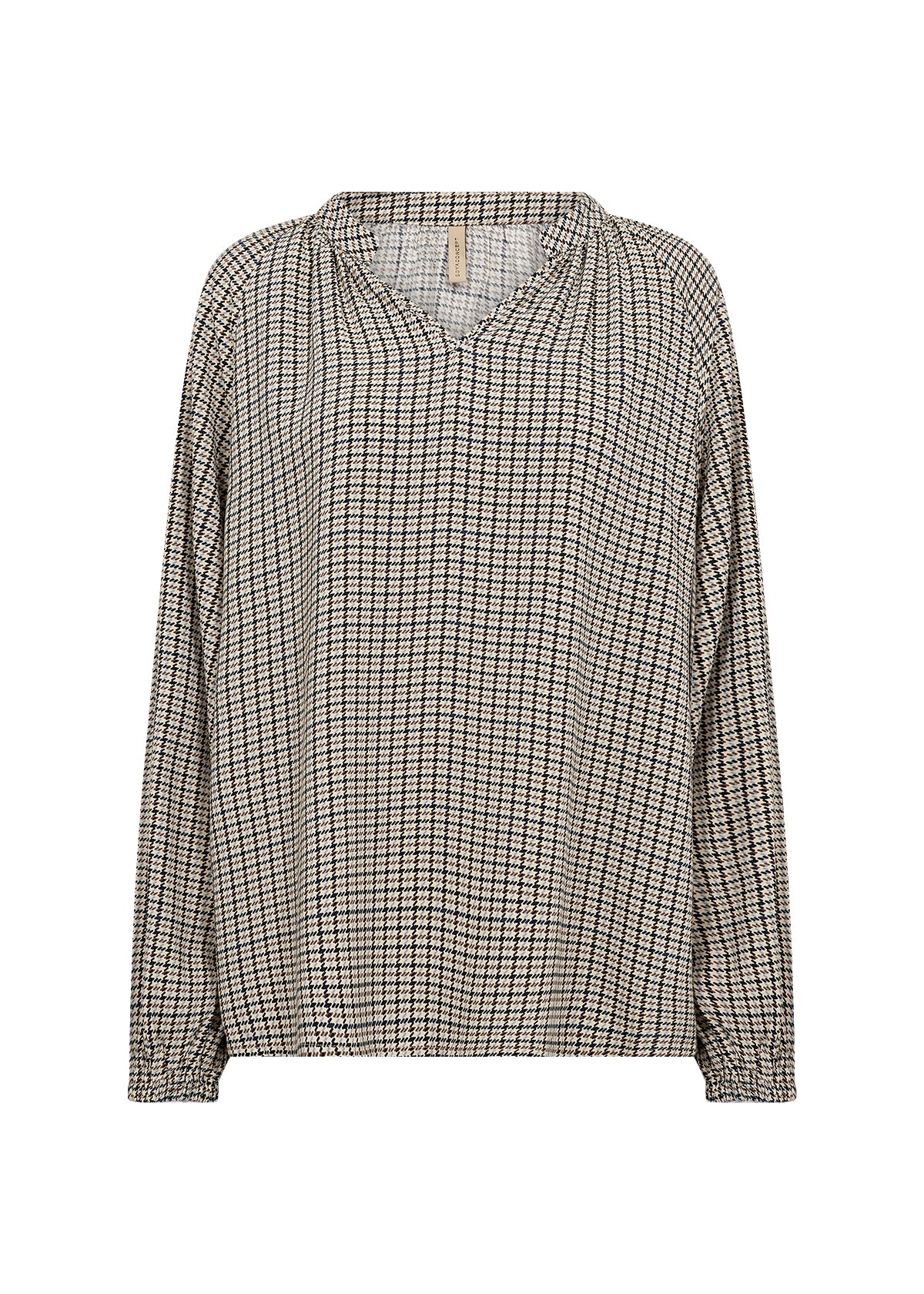 Blouse col V à carreaux avoine et brun Soya Concept pour femme