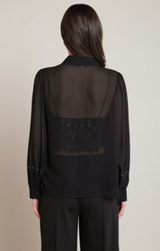 Blouse noire à clous argentés Black Tape pour femme